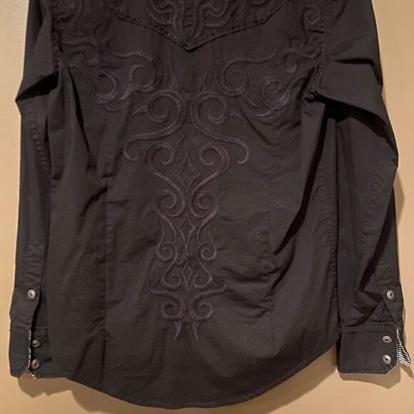 Toku Black Embroidered Long Sleeve Button Up Shirt Size Small - Picture 5 of 8